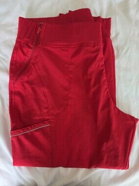Cherokee Infinity Elastic Waistband Jogger Scrub Pant - Red, 2XL Petite, NWOT